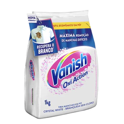 Tira Manchas Em Pó Crystal White Oxi Action Refil Econômico para roupas brancas, Vanish, 1 Kg