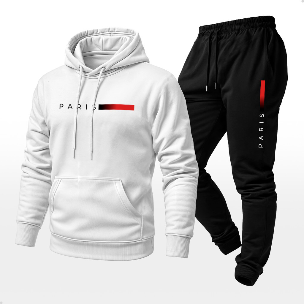 Conjunto Moletom Unissex Estampado Paris Calça e Blusa Com Capuz Bolso Blusa Canguru Unissex Diversas cores ART