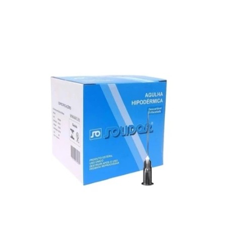 Agulha Hipódermica Cinza 30x0,70mm C/ 100 Unidades - Solidor
