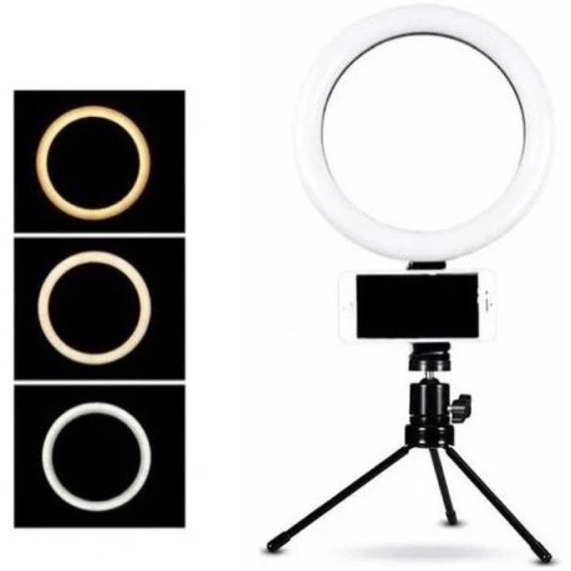 Ring Light Mesa Iluminador De Led 6 Polegadas Com Suporte Celular Para Mesa Anel Luz de 16CM Com Tripé