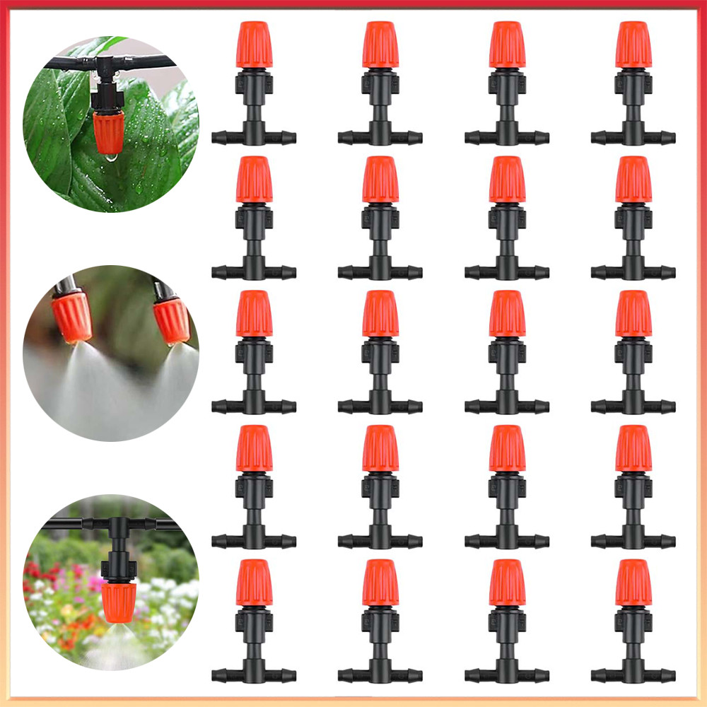 20/40/60 peças Bico Nebulizador Vermelho Microtubo 4/7 mm,360° ajustável,Para sistemas de irrigação
