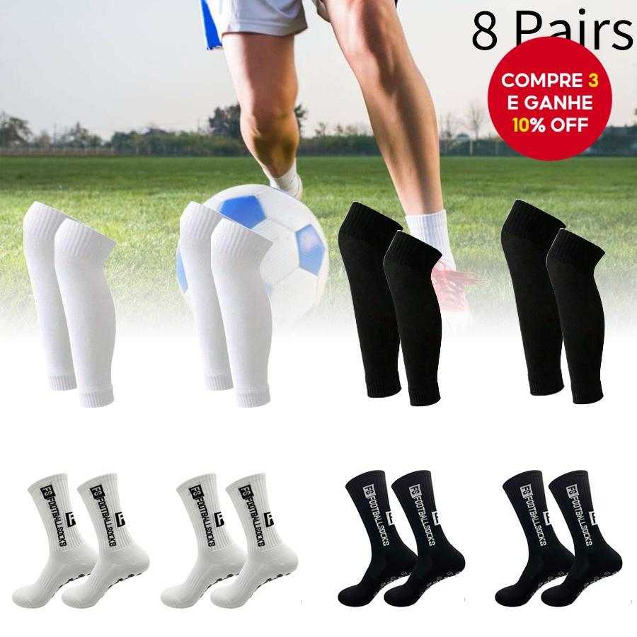 Pacote Esportivo Para Todo O Terreno : 4 Pares De Meias Com Estampa FS Absorção De Umidade + 4 Mangas De Compressão Cami