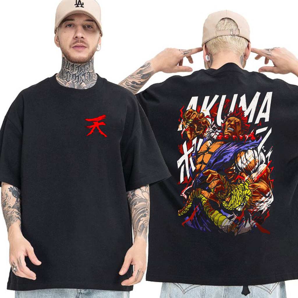 Camiseta Akuma Street Fighter Luta Game Camiseta Oversized Basica e Plus Size Jogo Unissex Algodão