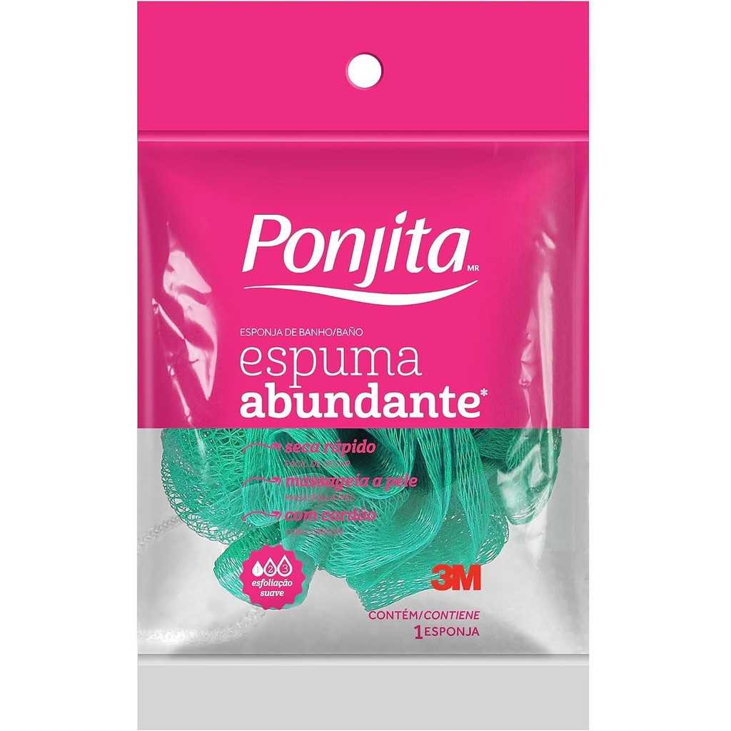 ESPONJA BANHO PONJITA NYLON BUCHA ESPUMA ABUNDANTE * CORES VARIADAS