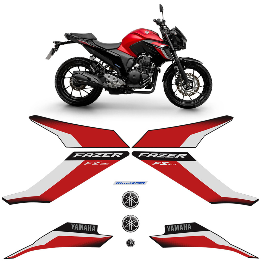 Kit Adesivos Para Yamaha Fazer 250 Fz25 2024 Moto Vermelha em Oferta na Shopee