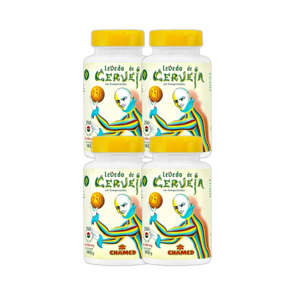 Kit 4x Vitamina Levedo Cerveja 500mg 100 Cps - CHAMEL
