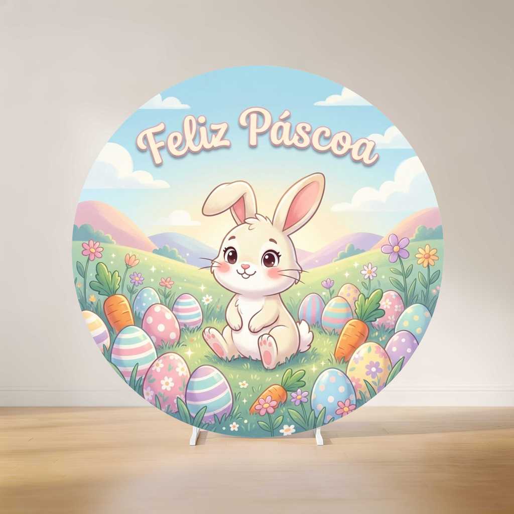 Painel Redondo Páscoa Infantil Coelho | Tecido Premium | Frete Grátis | Vários Modelos em Oferta na Shopee