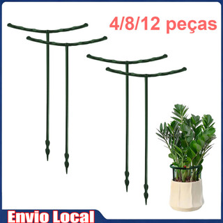 4/8/12 Peças Estacas de Suporte para Plantas Porta-Flores Plástico Pequenas em Vasos Suporta Crescimento Vertical