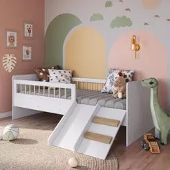 Cama Infantil Montessoriana 188x78cm com Escorregador e Grade de Proteção
