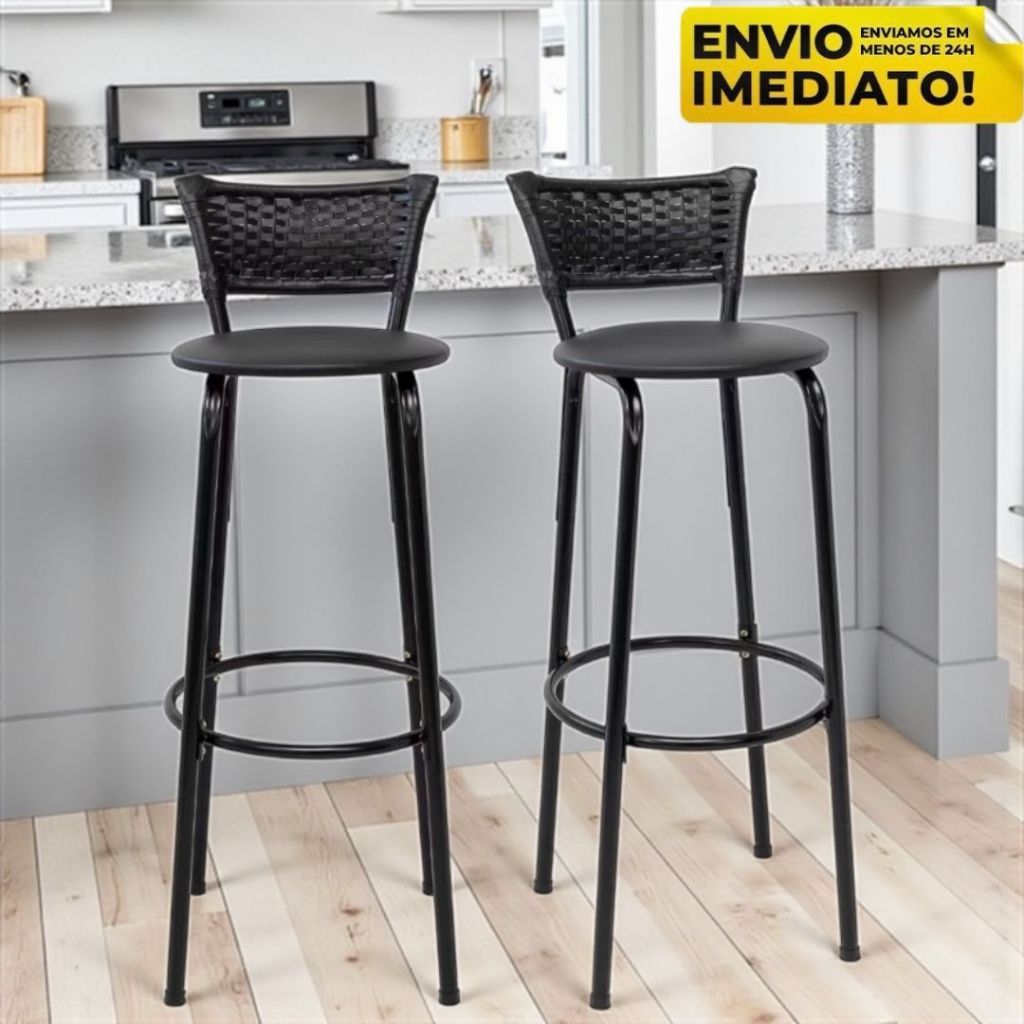 2 Banco Alto 80cm do Chão ao Assento Banqueta Americana Cozinha Gourmet de Junco em Oferta na Shopee