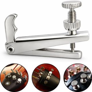 Micro Afinador Fixo para Violoncelo Cello 3/4 4/4 MARINOS Metal Prata Cromado