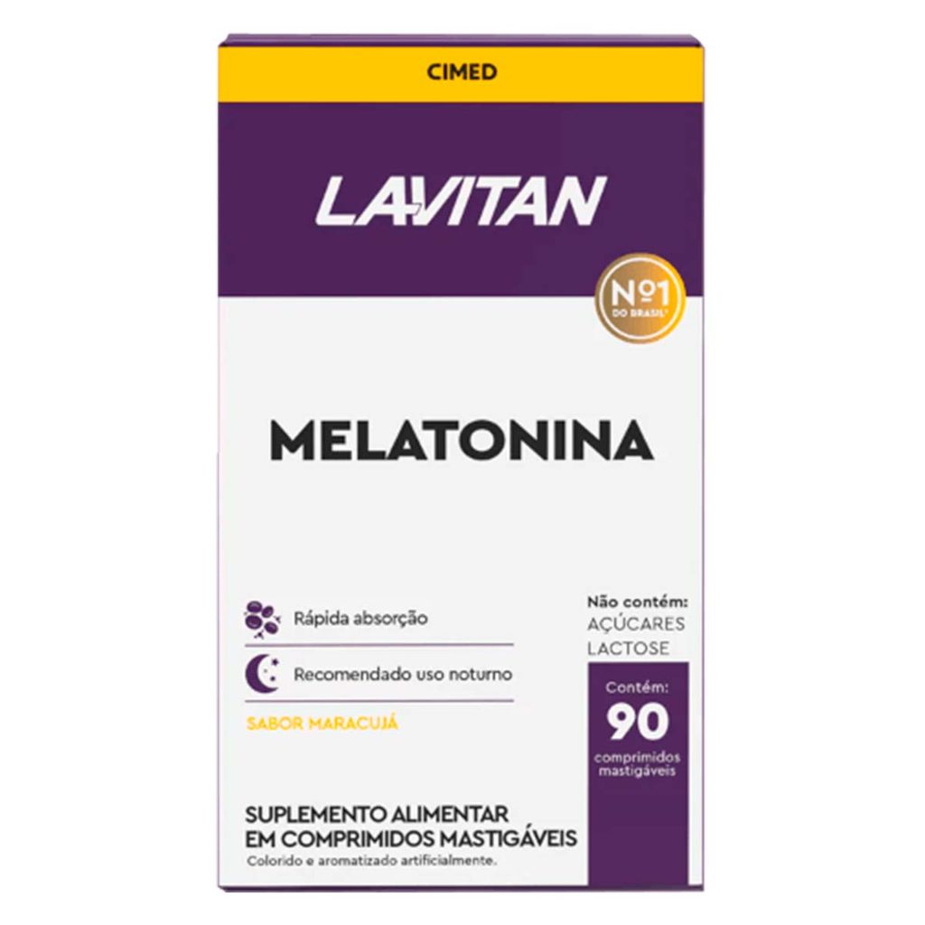 Lavitan Melatonina 0,21 mg  90 cpr Mastigavel Sabor Maracuja em Oferta na Shopee