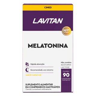 Lavitan Melatonina 0,21 mg  90 cpr Mastigavel Sabor Maracuja em Oferta na Shopee