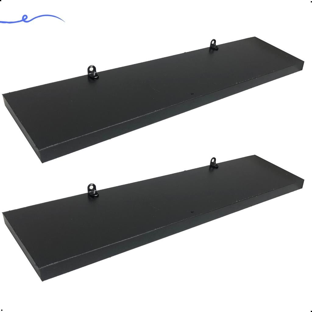 Kit 2 Prateleira Preta 40X10 + Suporte Flutuante Mdf  Organizadora Decoração Cozinha Banheiro Sala