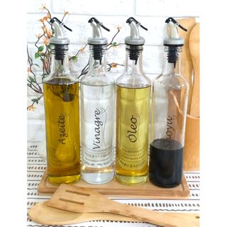 Galheteiro 525ml, Azeite, Vinagre, Óleo, Shoyu com bico dosador plástico em Oferta na Shopee