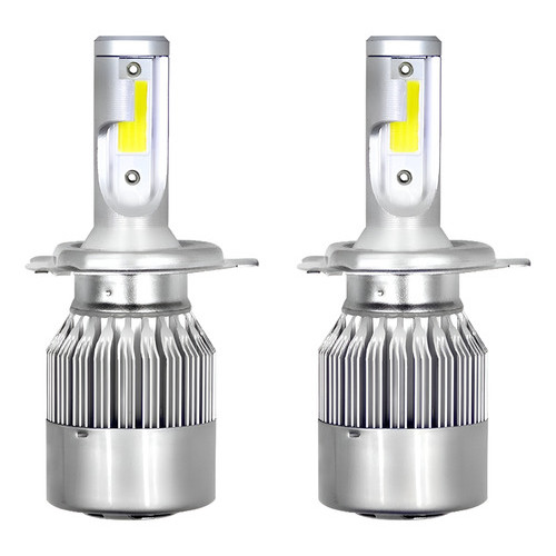 Par Lampada Super Led H4 72w 6000k 6000 Lumens Super Branca  H1 Cinza Branco-frio