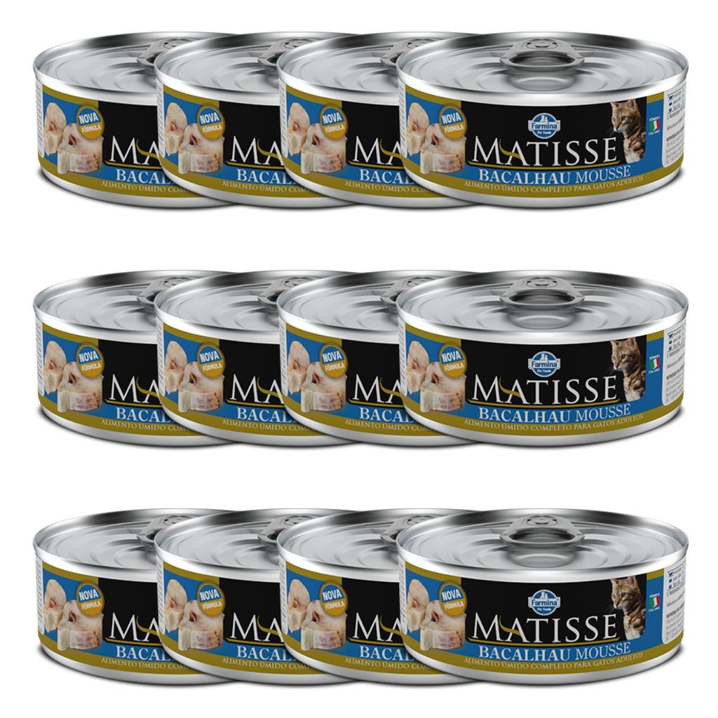Kit 12x Matisse Cat Wet Mousse Bacalhau 85g