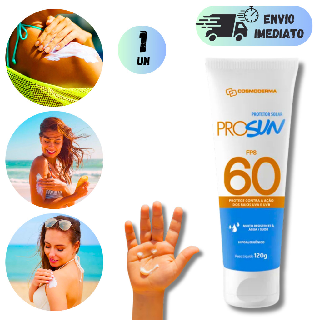 PROTETOR SOLAR FATOR 60 FACIAL E CORPORAL RESISTENTE A AGUA UVA/UVB 120ml OIL FREE ANTIOLEOSIDADE