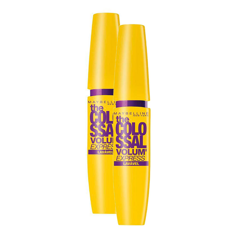 Kit 2 Máscara de Cílios Maybelline The Colossal Volum' Express Lavável Preto com 9,2ml