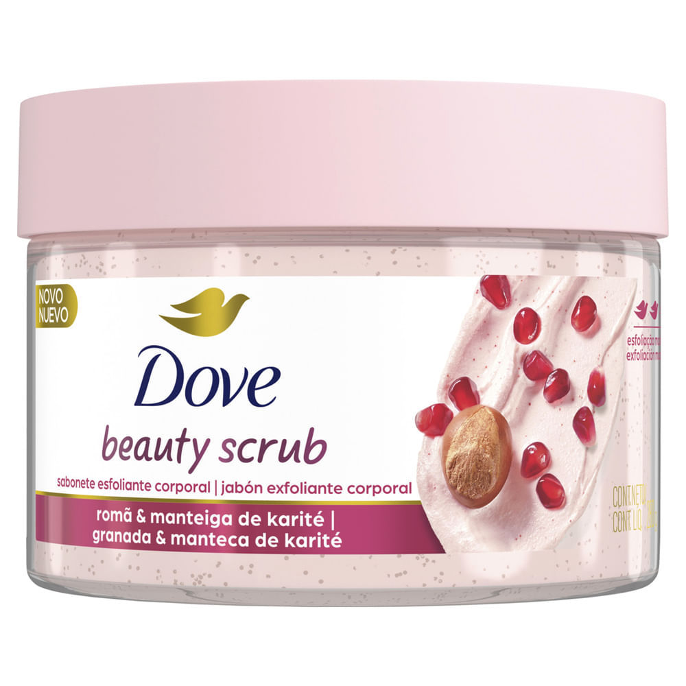 Esfoliante Corporal Dove Beauty Scrub Romã & Manteiga De Karité 280g em Oferta na Shopee