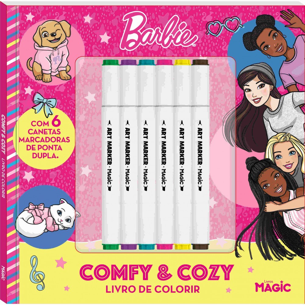 Barbie - Comfy and Cozy - Livro de colorir com 6 canetinhas