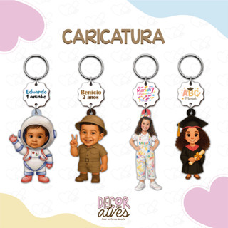 Caricatura / Mascote Personalizado / Logotipo - Chaveiro Personalizado MDF brilhoso Lembrancinha infantil em Oferta na Shopee