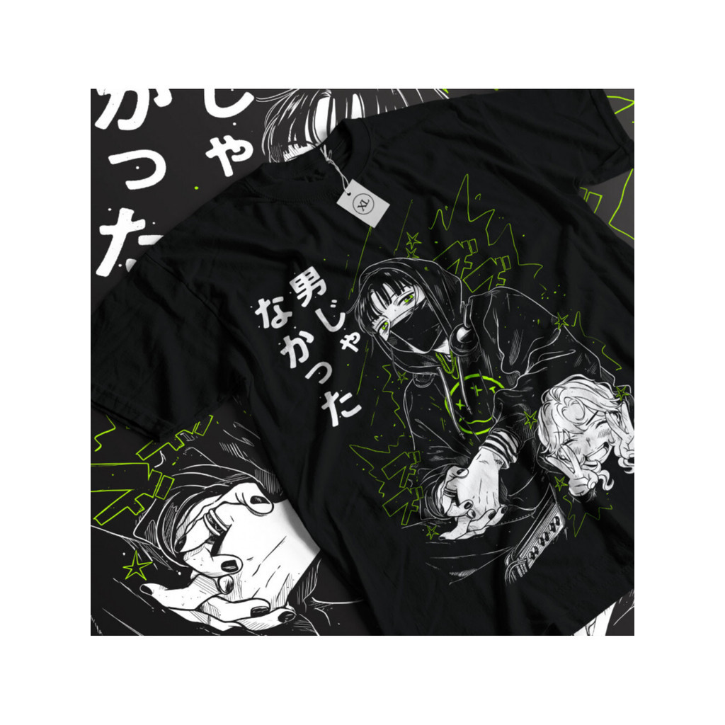 [Camiseta Premium em Algodão Puro]BOW Camiseta Mitsuki Koga Yuri Anime Preto Neon Verde Estampada Confortável Estilosa M