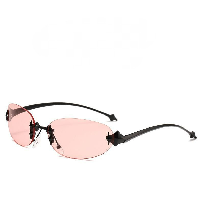 Óculos de Sol Sem Armação em Forma de Estrela, Óculos de Sol Elípticos Sem Aro, Óculos de Sol Femininos Y2K