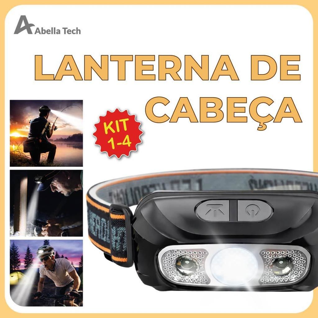 Imagem Lanterna de Cabeça Led Alta Potência com vidro óptico carregador USB Bivolt