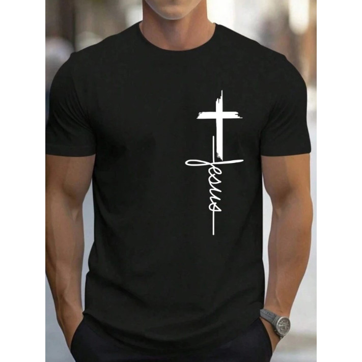Camiseta masculina estilosa luxo "Crussifixo" blusa masculina peruana camisa streetwear 100% algodão