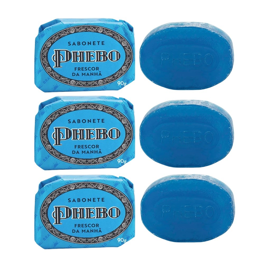 Kit 3 Sabonete Phebo Granado Frescor da Manhã Glicerina Base Vegetal em Barra 90g