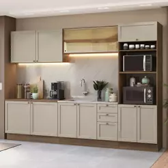 Armário de Cozinha Completa 310 cm Rustic/Crema Vik Madesa 01