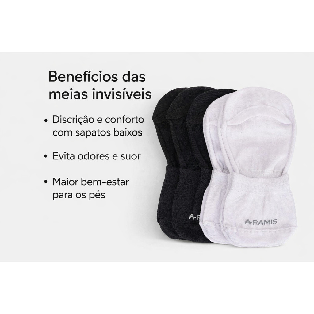 Meia Invisivel Aramis Algodão Kit 3 Pares