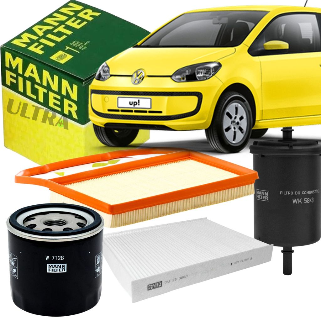 Kit Revisão 4 Filtros VW Volkswagen UP Aspirado (Mann Filter C29015 + W7128 + WK58/3 + CU26006/1)