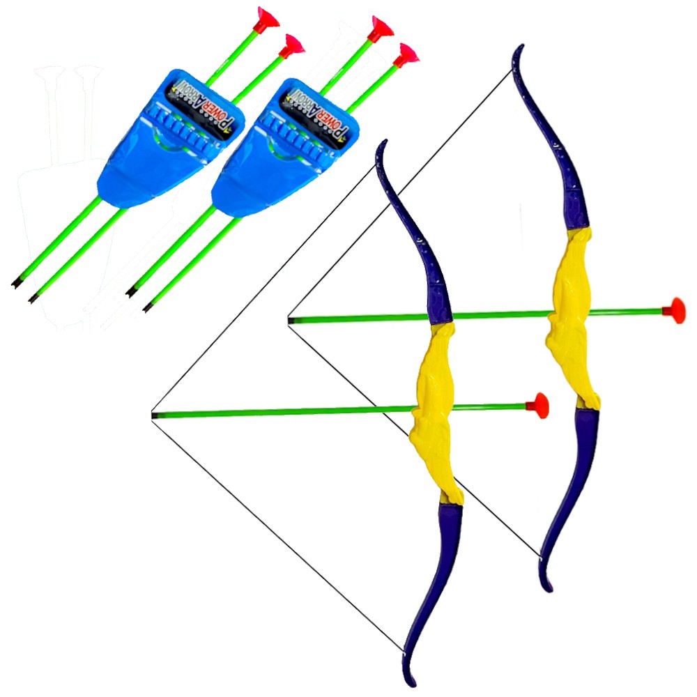 Kit com 2 Arco e Flecha de Brinquedo com Ventosa Grudam na Parede para Crianças