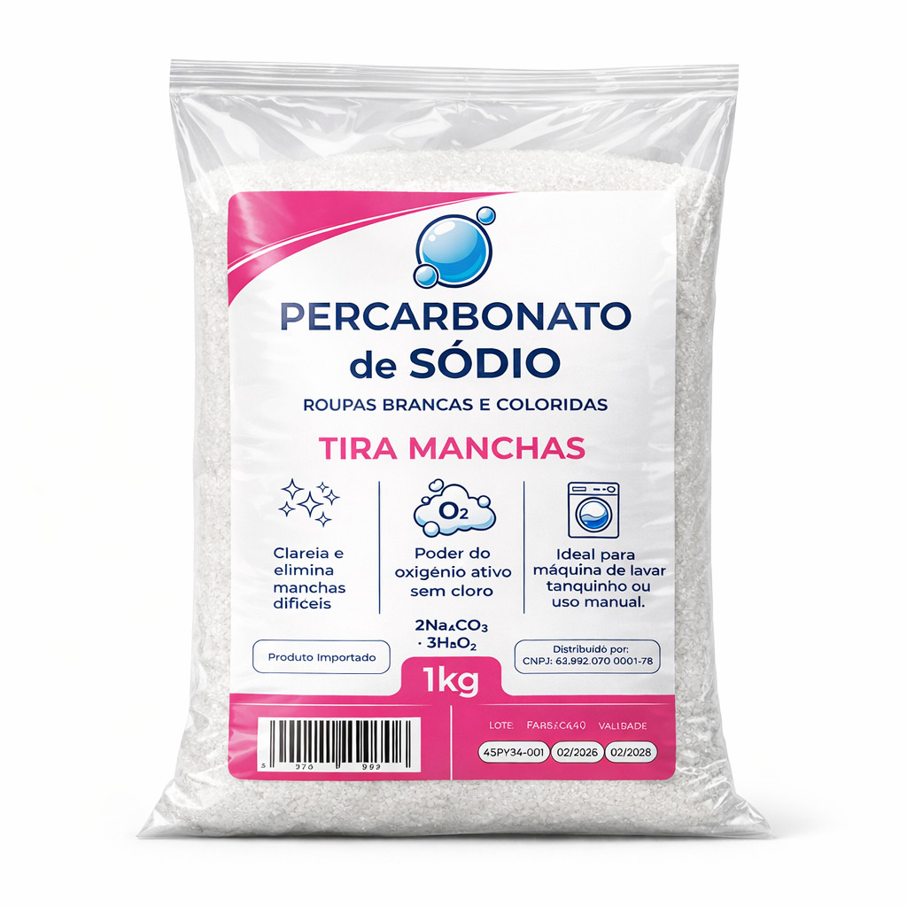 Percarbonato de Sódio Puro Limpeza Em Geral Tira Manchas Roupas Brancas 500g/1kg /2kg