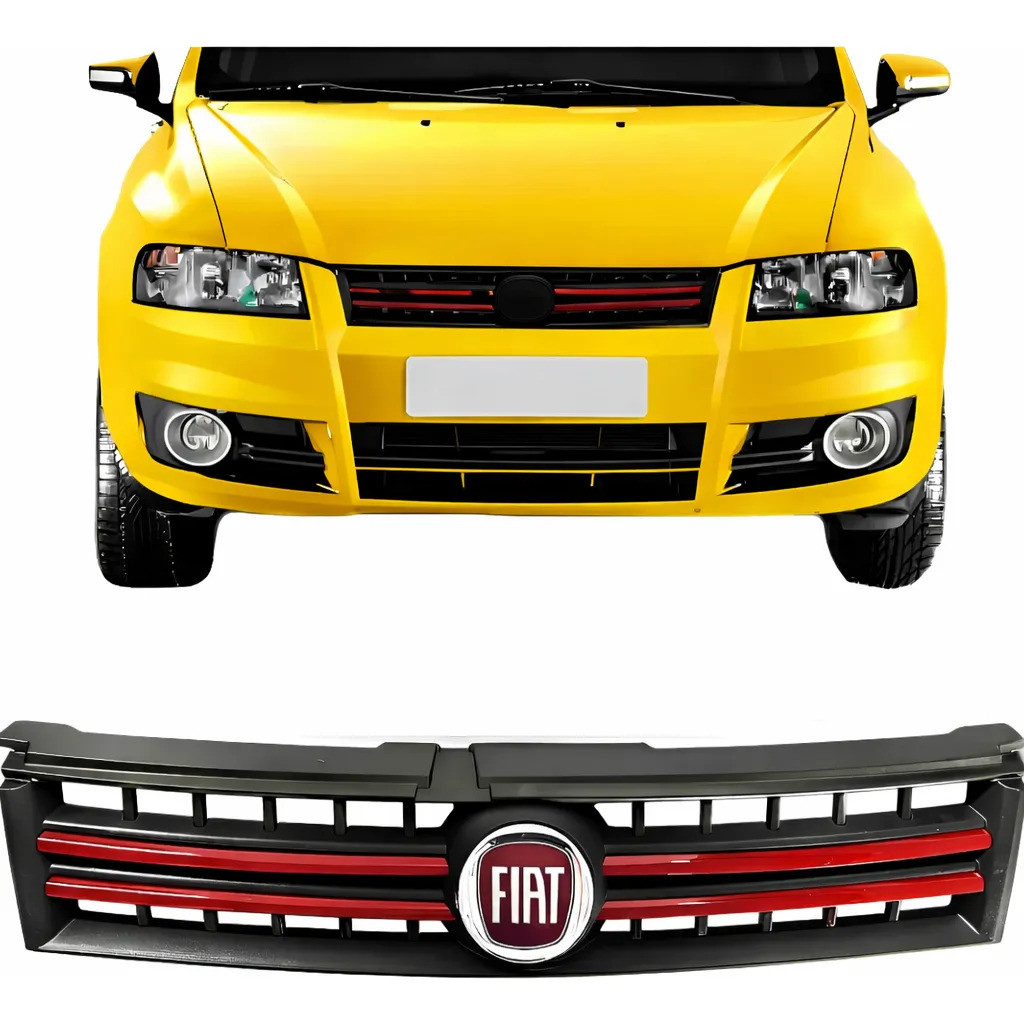 Grade Dianteira Fiat Stilo Preta Friso Vermelho + Emblema  Ano: 2007 2008 2009 2010 2011