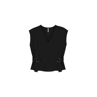 Blusa Feminina Com Fivela Marialícia Preto em Oferta na Shopee