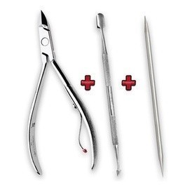 Kit 3 cutelaria profissional Alicate+espatula+Palito de inox. Unha, esmalte, gel, cetim, …
