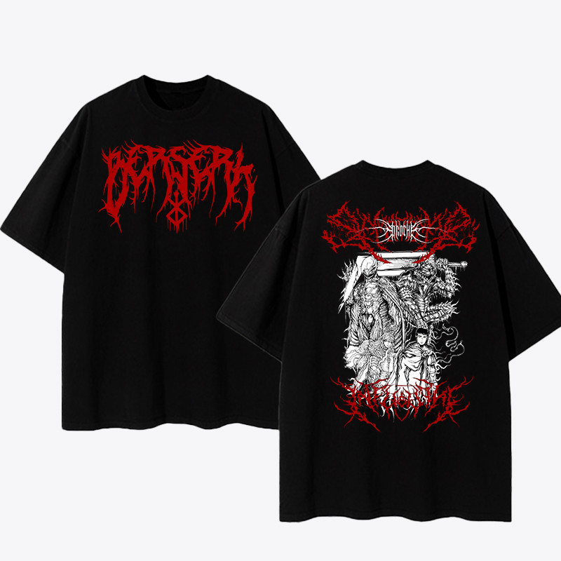 Camiseta  Oversized confortavel Camisa Oversized Algodão Anime Berserk Guts Streetwear Camiseta Unissex Conforto Urbano