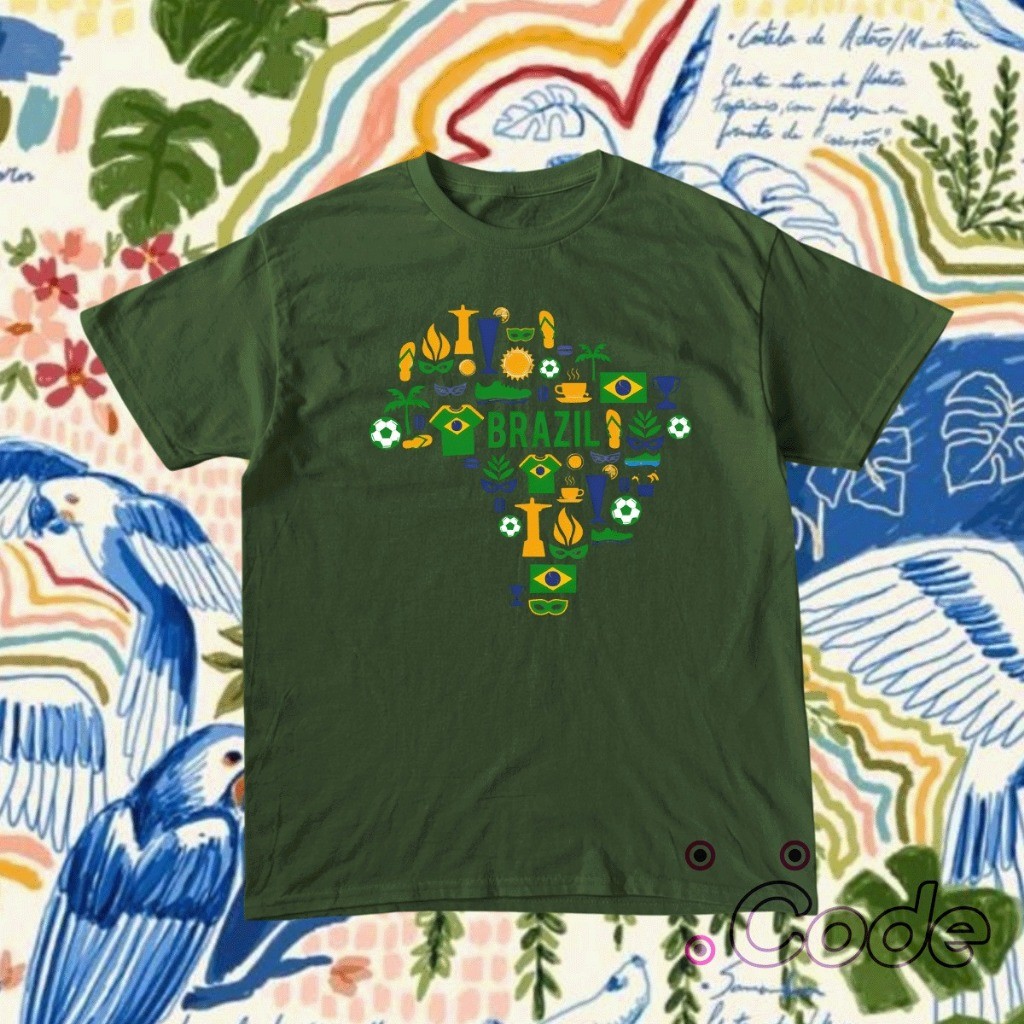 Camiseta Brasil Mapa Troféus  Copa do Mundo 2026 Seleção Brasileira 100% Algodão Envio Ráp/Imediato Spyke Shop