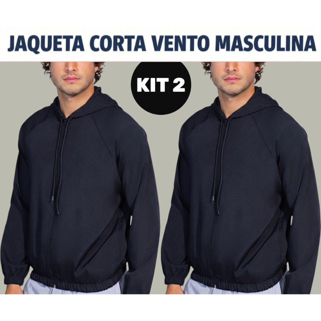 Kit 2 Jaquetas Masculina Corta Vento Casual Esportiva Leve