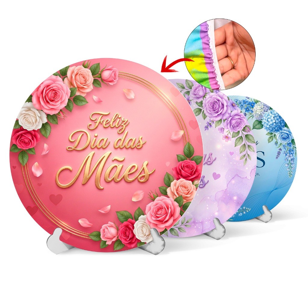 Capa Painel Redondo Mesa Feliz Dia das Mães Sublimado Elástico 50cm em Oferta na Shopee