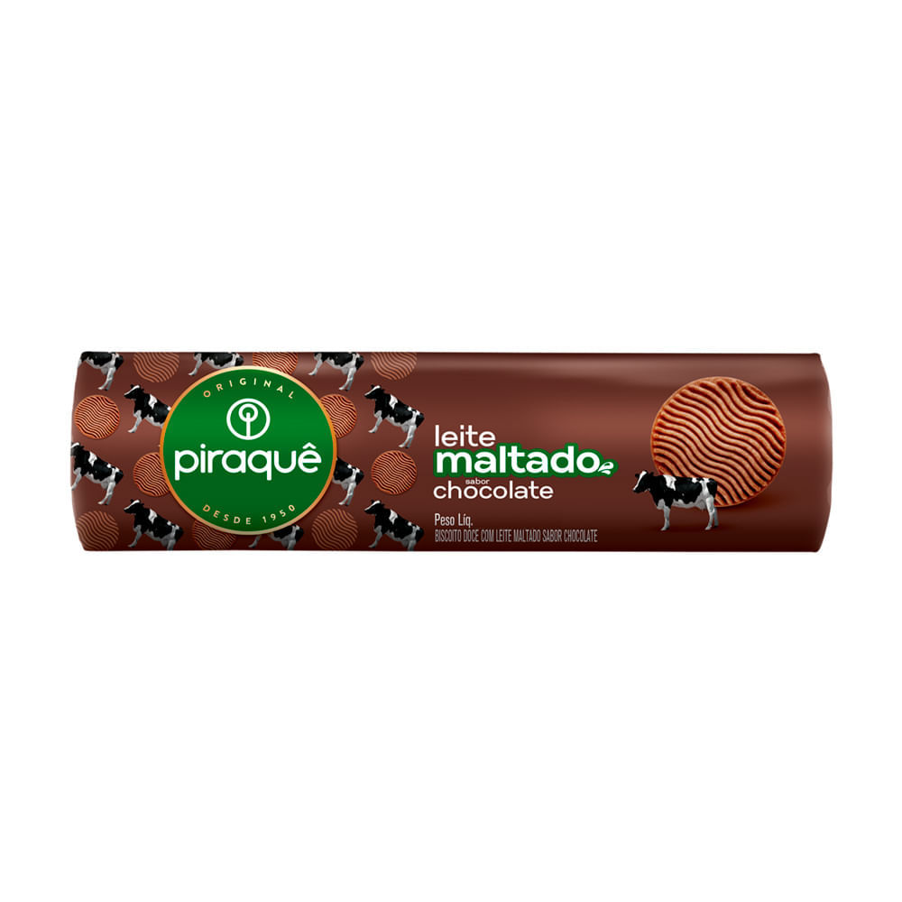Biscoito Piraquê Leite Maltado Sabor Chocolate 132g
