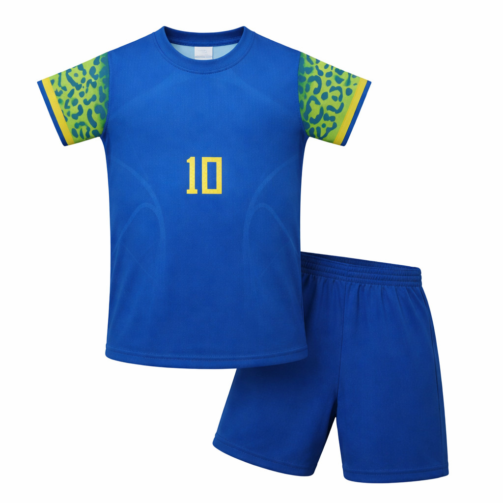 Conjunto Infantil menino menina Copa Do Mundo Brasil Roupa Azul e Verde Torcedor Futebol