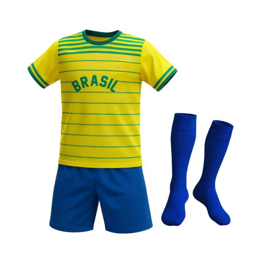 Conjunto de futebol infantil Brasil