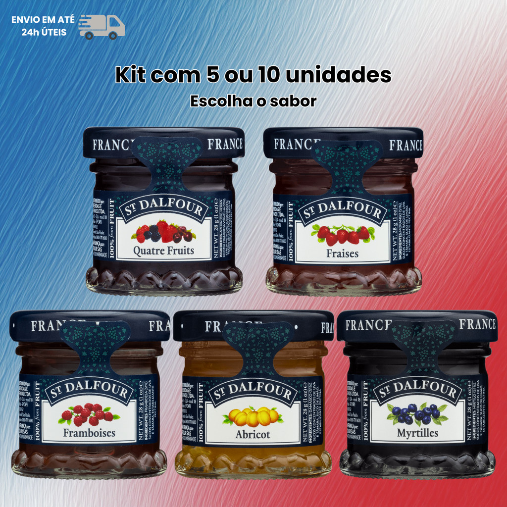 Kit Mini Geleias St. Dalfour - Sem Açúcar - 100% fruta - 28g cada