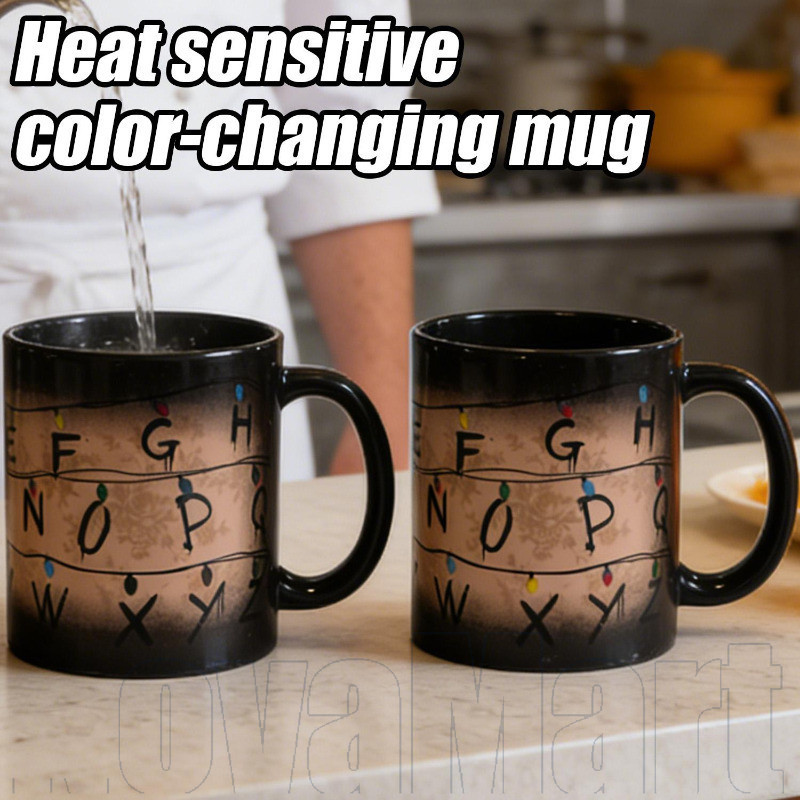 Caneca De Cerâmica Que Muda De Cor , Copo Termossensível Com Alfabeto Criativo , Design Sensível Ao Calor Para Bebidas Q