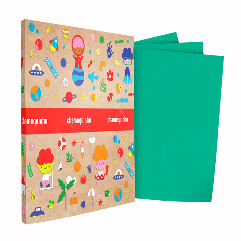 Cartolina Verde 140g pacote com 100 folhas Chamequinho
