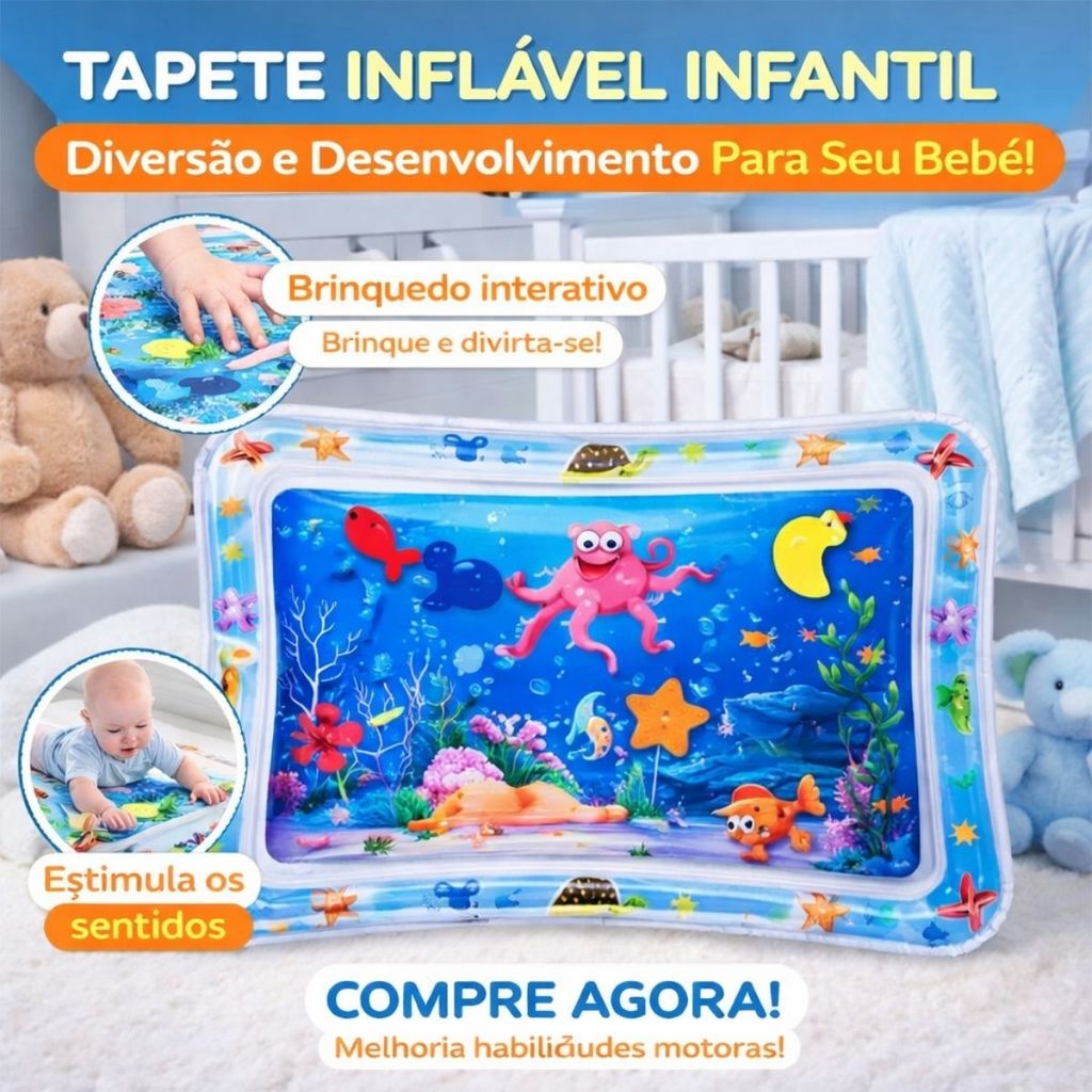 Tapete Infantil Inflável Com Água Atividades Sensoriais Para Bebes e Crianças 69x50cm em Oferta na Shopee